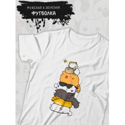 Футболка с котиками и котами аниме с принтом каваи kawaii cute cats kawai kitty, белая женская мужская стрит стайл андеграунд мемная прикольная одежда кэжуал стритстайл, casual underground y2k style.