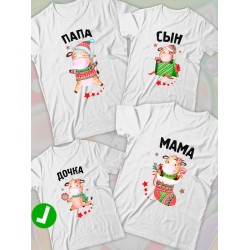 Футболка для дочки с коровой и коровкой girl новогодняя