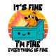 Шоппер с прикольной надписью " Im fine everything is fine" бежевый. Шоппер с принтом Собака в доме горит, мем в стиле кэжуал.