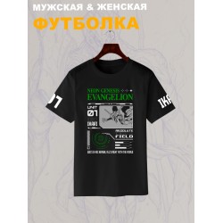 Футболка с принтом из мультсериала Евангелион в стиле аниме. Футболка унисекс Evangelion neon genesis в стиле street style для молодежи.
