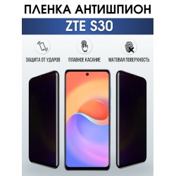 Защитная гидрогелевая пленка для смартфона ZTE S30. Полиуретановая плёнка антишпион на мобильный телефон ЗТЕ С30, для защиты экрана.
