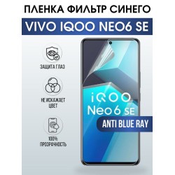 Защитная гидрогелевая пленка для смартфона Vivo IQOO NEO6 se. Полиуретановая плёнка anti blue ray на мобильный телефон, для защиты экрана.