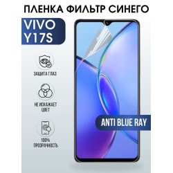 Защитная гидрогелевая пленка для смартфона Vivo Y17s. Полиуретановая плёнка anti blue ray на мобильный телефон Виво У17с, для защиты экрана.