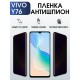 Защитная гидрогелевая пленка для смартфона Vivo Y76. Полиуретановая плёнка антишпион на мобильный телефон Виво У76, для защиты экрана.