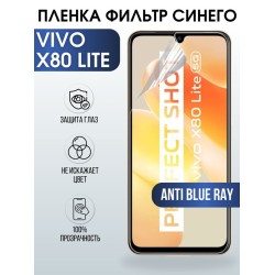 Защитная гидрогелевая пленка для смартфона Vivo X80 lite. Полиуретановая плёнка anti blue ray на мобильный телефон Виво Х80- лайт, для защиты экрана.