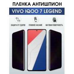 Защитная гидрогелевая пленка для смартфона Vivo IQOO 7 legend. Полиуретановая плёнка антишпион на мобильный телефон, для защиты экрана.