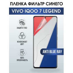 Защитная гидрогелевая пленка для смартфона Vivo IQOO 7 legend. Полиуретановая плёнка anti blue ray на мобильный телефон, для защиты экрана.