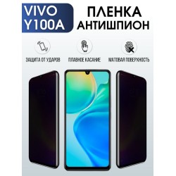 Защитная гидрогелевая пленка для смартфона Vivo Y100a. Полиуретановая плёнка антишпион на мобильный телефон Виво У100а, для защиты экрана.