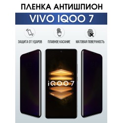 Защитная гидрогелевая пленка для смартфона Vivo IQOO 7. Полиуретановая плёнка антишпион на мобильный телефон, для защиты экрана.