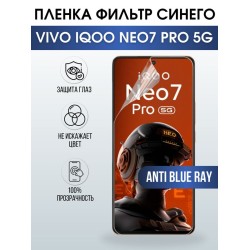 Защитная гидрогелевая пленка для смартфона Vivo IQOO NEO7 pro 5g. Полиуретановая плёнка anti blue ray на мобильный телефон, для защиты экрана.