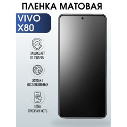 Защитная гидрогелевая пленка для смартфона Vivo X80. Матовая полиуретановая плёнка на мобильный телефон Виво Х80, для защиты экрана.