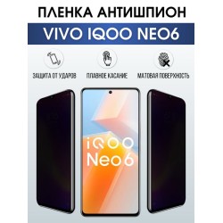 Защитная гидрогелевая пленка для смартфона Vivo IQOO NEO6. Полиуретановая плёнка антишпион на мобильный телефон, для защиты экрана.