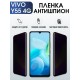 Защитная гидрогелевая пленка для смартфона Vivo Y55 4g. Полиуретановая плёнка антишпион на мобильный телефон Виво У55 4г, для защиты экрана.