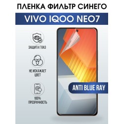 Защитная гидрогелевая пленка для смартфона Vivo IQOO NEO 7. Полиуретановая плёнка anti blue ray на мобильный телефон, для защиты экрана.