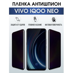 Защитная гидрогелевая пленка для смартфона Vivo IQOO NEO. Полиуретановая плёнка антишпион на мобильный телефон, для защиты экрана.