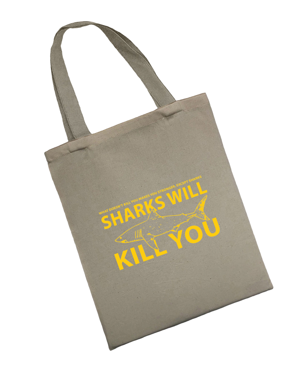 Сумка шоппер - холщовая хлопковая эко сумка с принтом Sharks will kill