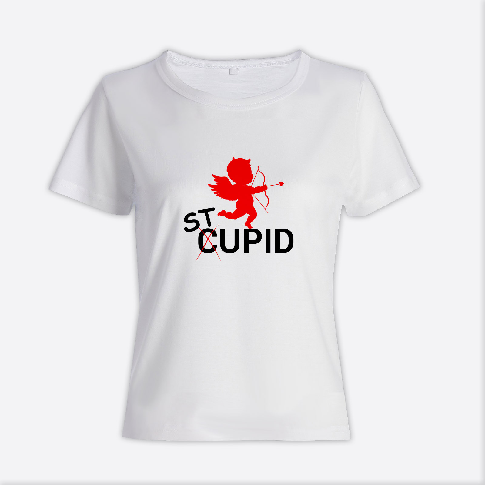 Футболка ко дню влюбленных с принтом Stupid Cupid