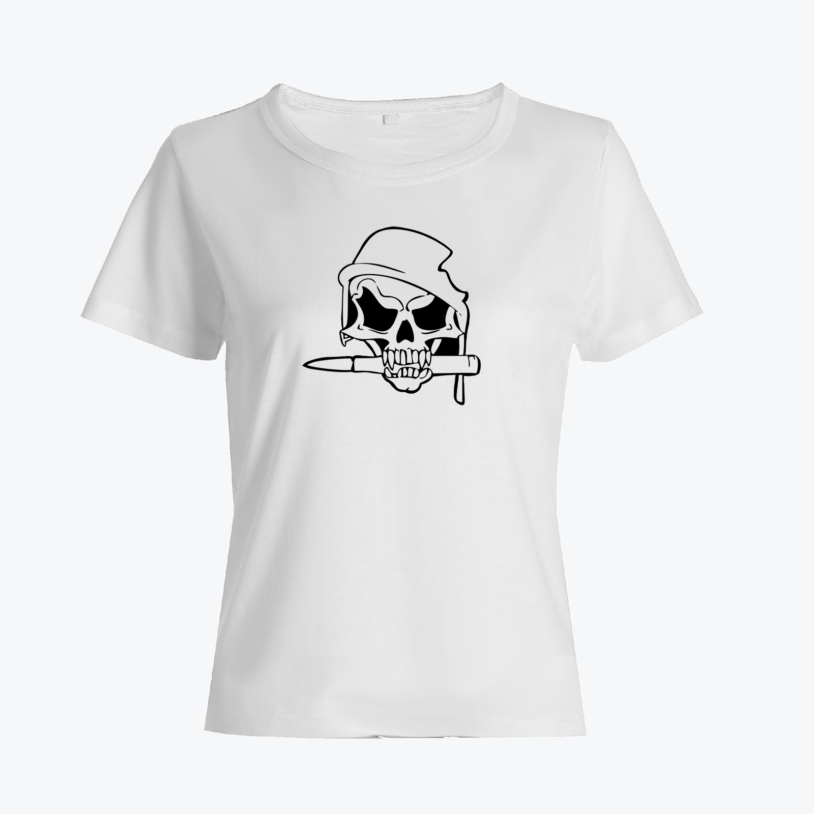 Футболка с черепом в шапке с палкой