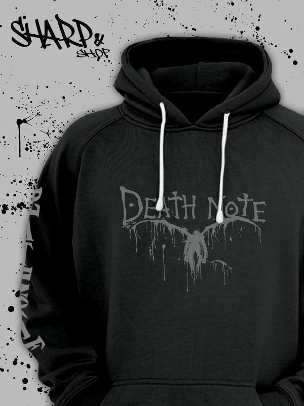 Толстовка с капюшоном - худи женское оверсайз чёрная с принтом Anime DEATH NOTE