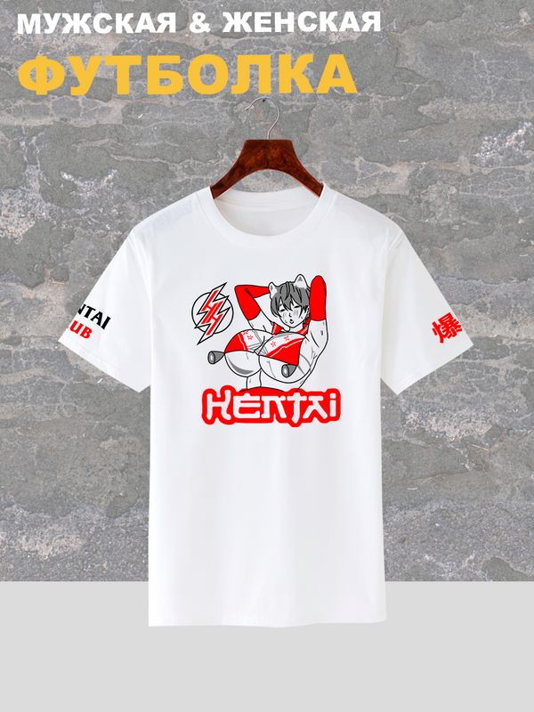 Футболка хентай тян anime, sexy hentai club с принтом ahegao