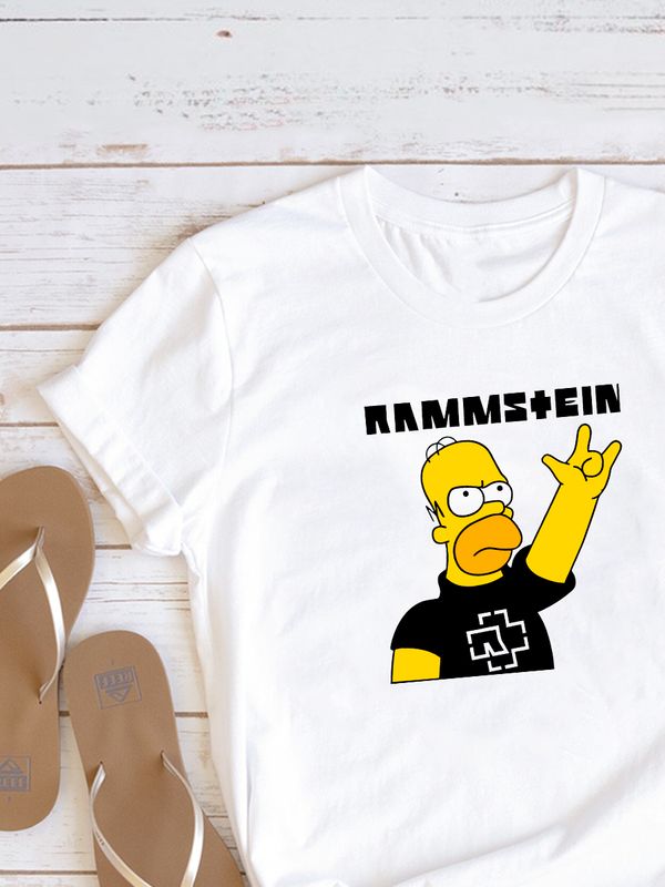 Футболка Rammstein группа Рамштайн Гомер Симпсон мем с принтом