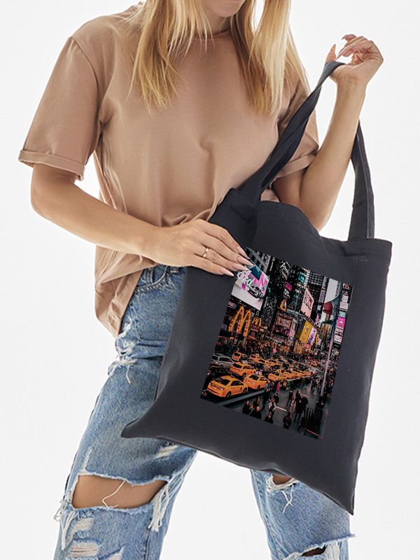 Шоппер с принтом и надписью