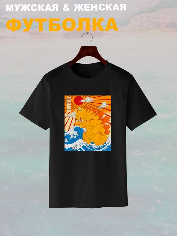 Футболка catzilla аниме кот japan neko с принтом