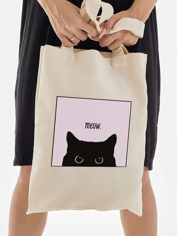 Шоппер с принтом и надписью