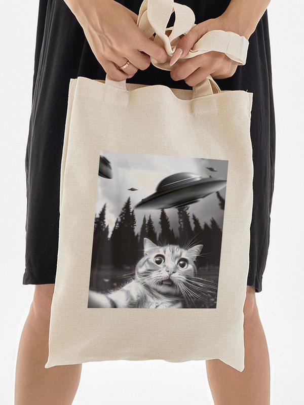 Шоппер с принтом и надписью