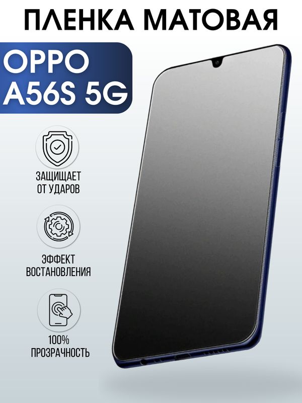 Защитная гидрогелевая пленка для смартфона Орро A56s 5g. Матовая полиуретановая плёнка на мобильный телефон Оппо А56с 5г, для защиты экрана.