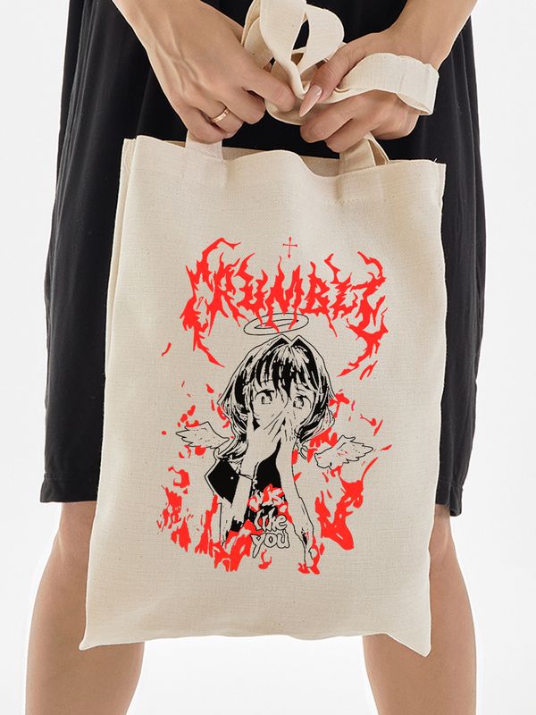 Шоппер с принтом и надписью