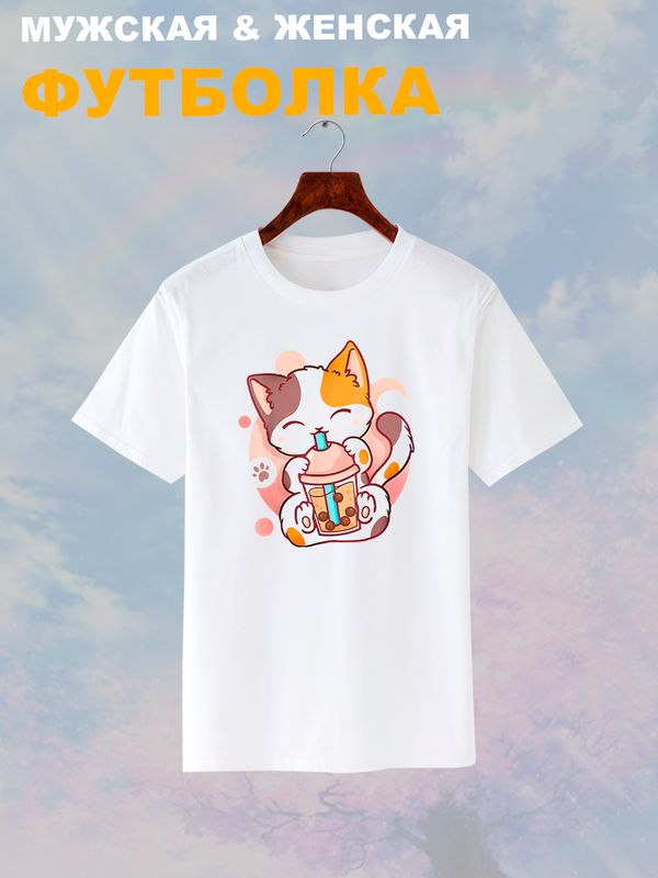 Футболка аниме котик кавай japan maneki neko с принтом