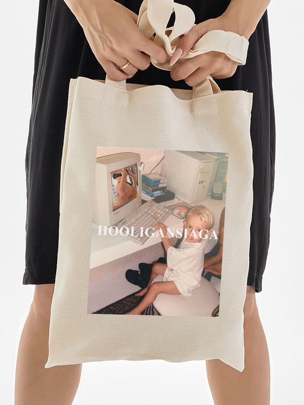 Шоппер с принтом и надписью