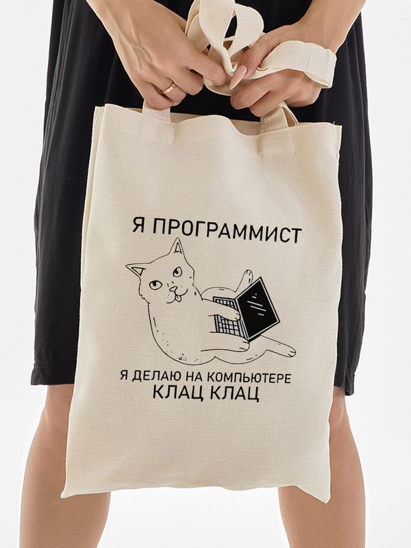 Шоппер с принтом и надписью