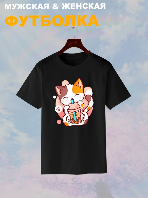 Футболка аниме котик кавай japan maneki neko с принтом