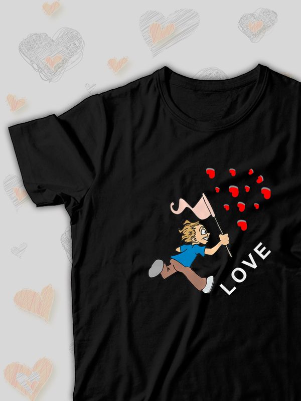 Парная футболка Love loving you с сердечками с принтом