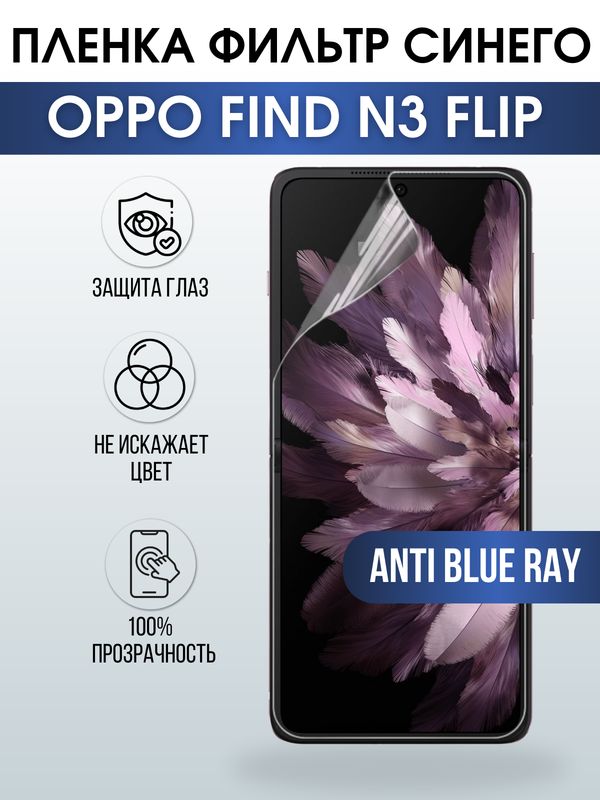 Защитная гидрогелевая пленка для смартфона Орро Find n3 flip. Полиуретановая плёнка anti blue ray на мобильный телефон Оппо Финд н3 флип, для защиты экрана.