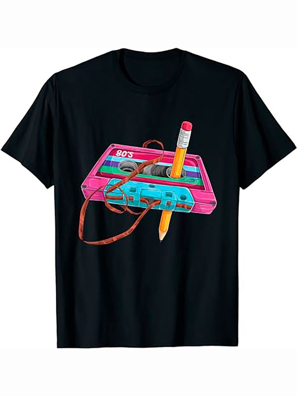Футболка кассета 80 s style мода 80х с ярким принтом