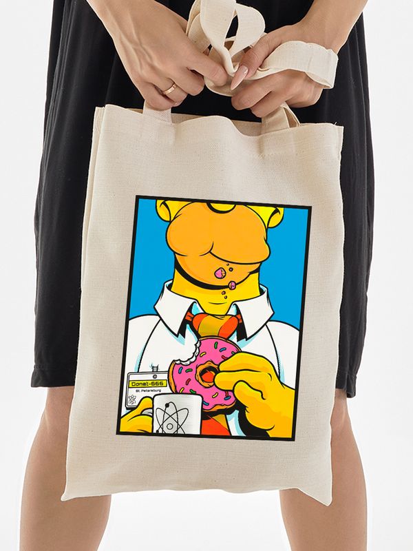 Шоппер с принтом и надписью
