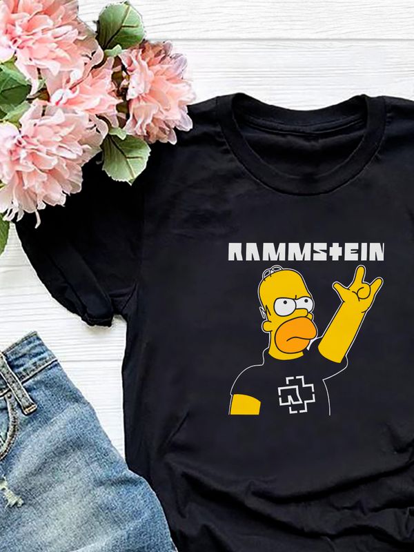 Футболка Rammstein группа Рамштайн Гомер Симпсон мем с принтом