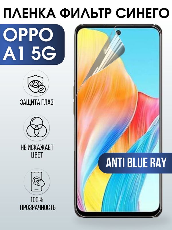 Защитная гидрогелевая пленка для смартфона Орро A1 5g. Полиуретановая плёнка anti blue ray на мобильный телефон Оппо А1 5г, для защиты экрана.