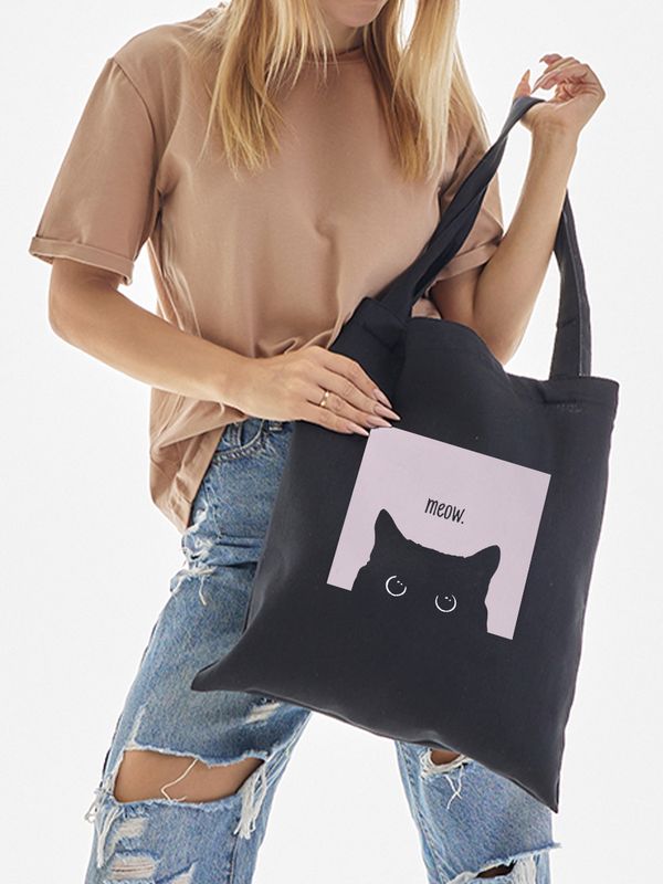 Шоппер с принтом и надписью