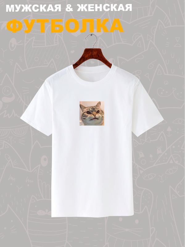 Футболка мем с котом и котиком с принтом