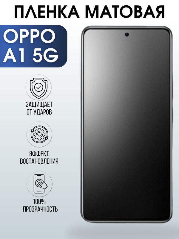 Защитная гидрогелевая пленка для смартфона Орро A1 5g. Матовая полиуретановая плёнка на мобильный телефон Оппо А1 5г, для защиты экрана.
