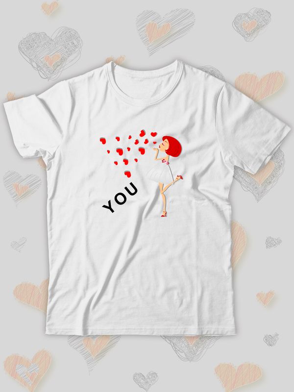 Парная футболка Love loving you с сердечками с принтом