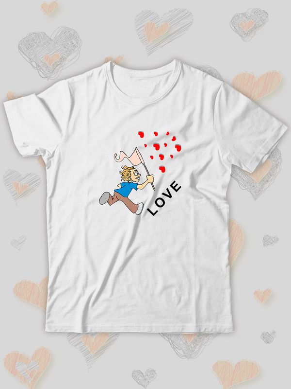 Парная футболка Love loving you с сердечками с принтом