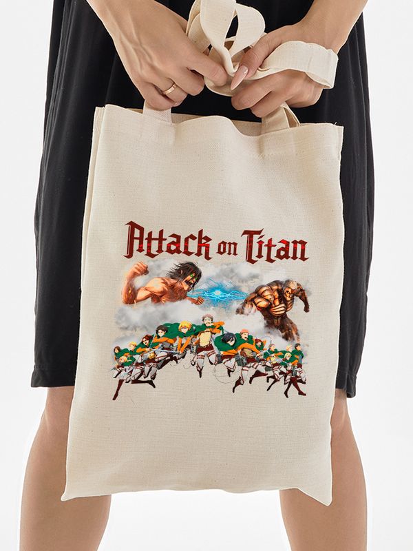 Шоппер с принтом и надписью