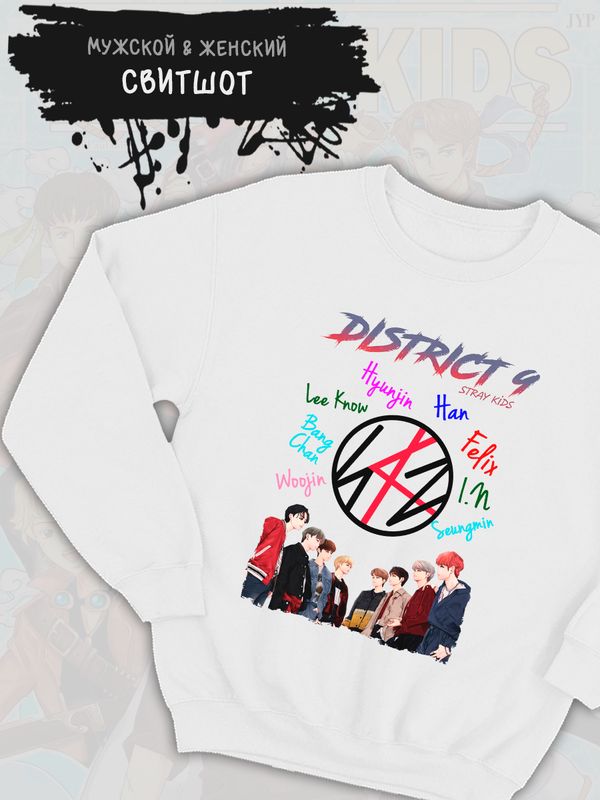 Свитшот Skz с принтом Банчан Ли Ноу Хёнджин, кей поп одежда, кпоп мерч kpop merch.