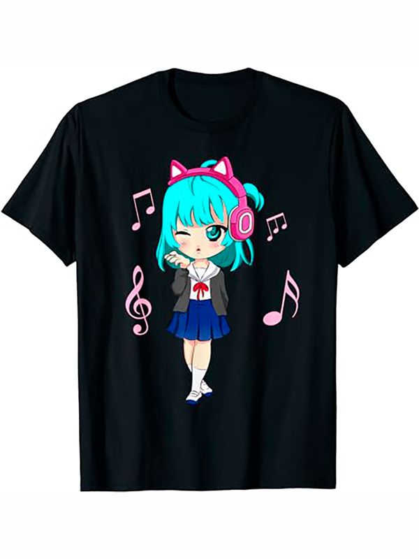 Футболка Хатсуне Мику Хацунэ аниме тянка с принтом