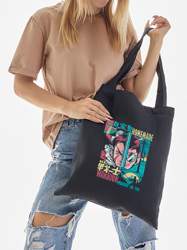 Шоппер с принтом и надписью